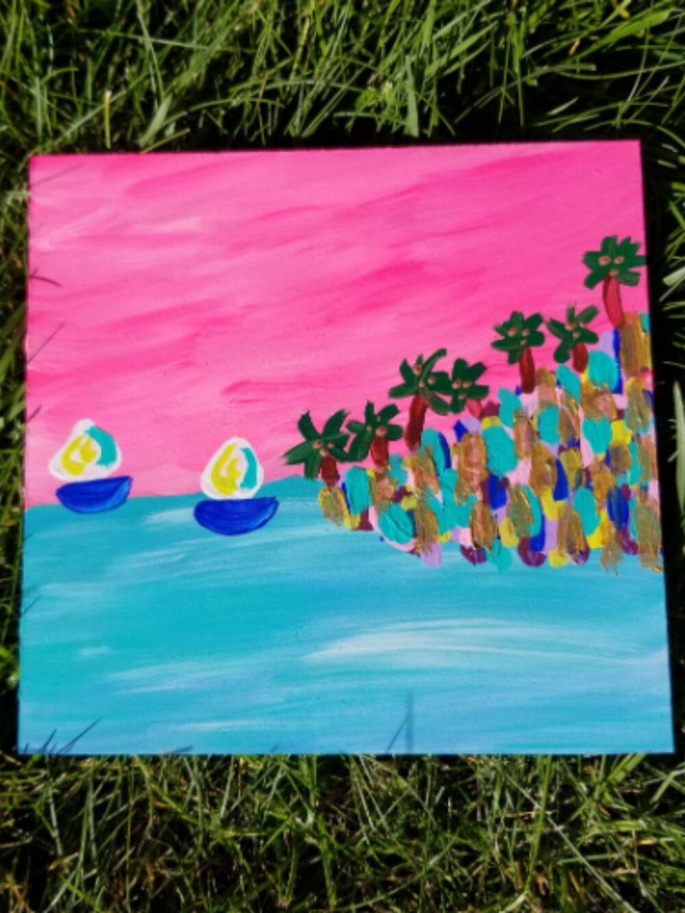 Tropical Island Sailboats Original Art Islands Collection 3 Painting
